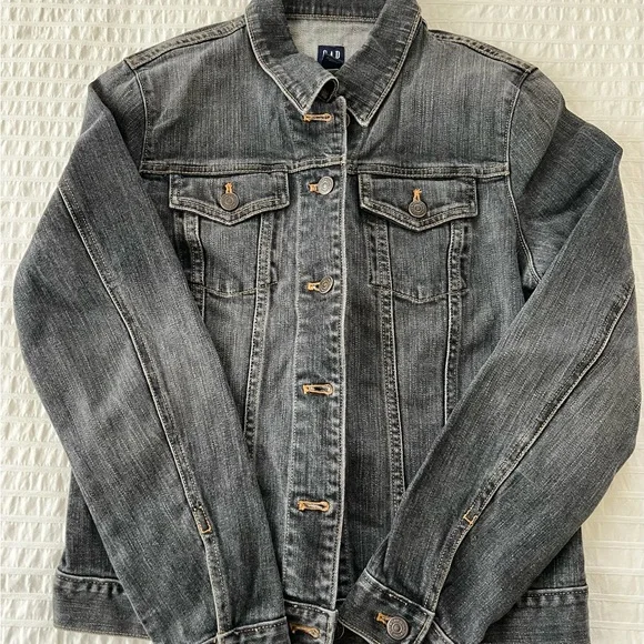 GAP Gray Fitted Denim Jacket Size M - Picture 3 of 5